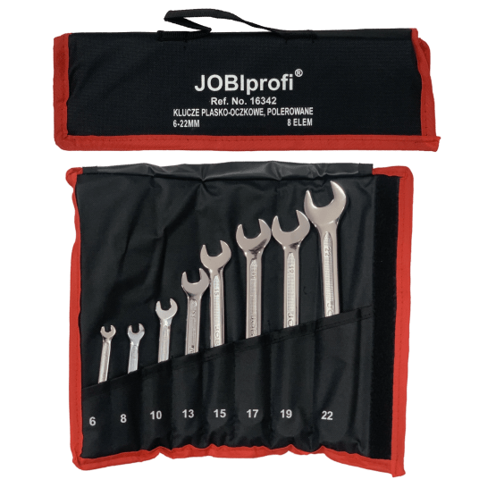 KLUCZE PŁASKO-OCZKOWE 6-22 MM 8 ELEM. POL "JOBI" -zdjęcie numer 1