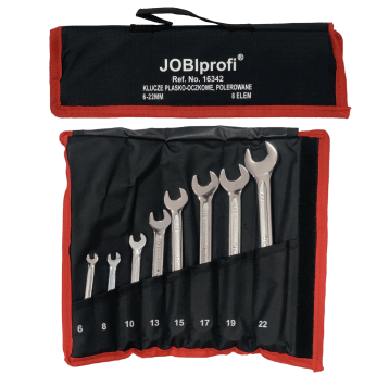 KLUCZE PŁASKO-OCZKOWE 6-22 MM 8 ELEM. POL "JOBI"